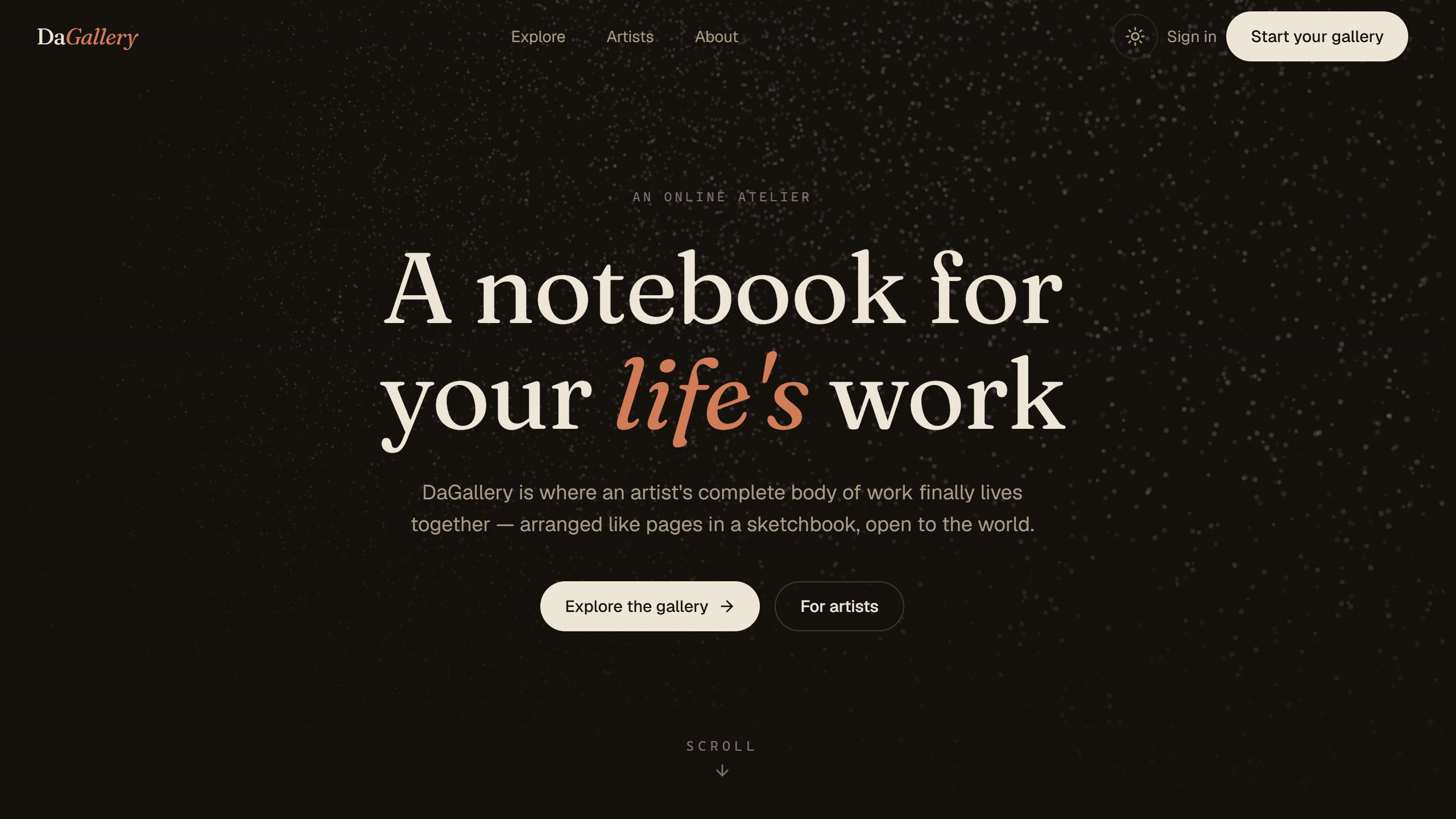 DaGallery — A portfolio platform where artists showcase their life's work.